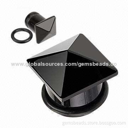 Gemstone Body Jewelry Earplugs in Pyramid Shape